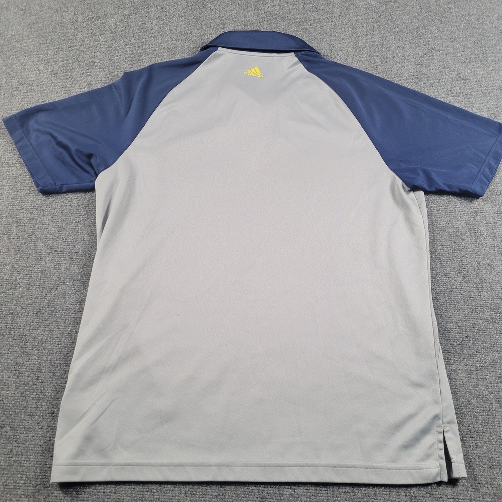 Adidas Polo Shirt Mens Large Gray Navy ClimaCool Striped Golf Raglan BC2429 - Picture 3 of 10